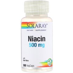 Витамин В3 Ниацин Niacin Solaray 500 мг 100 капсул