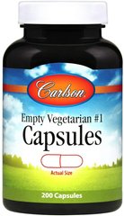 Пустые растительные капсулы №1 Empty #1 Vegetarian Capsules Carlson Labs 200 капсул