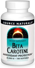Бета Каротин Beta Carotene Source Naturals 25000 МЕ 100 капсул