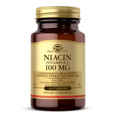 Витамин В3 Ниацин Niacin Solgar 100 мг 100 таблеток