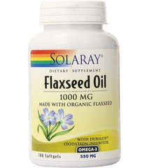 Льняное масло Flaxseed Oil Solaray 1000 мг 100 капсул