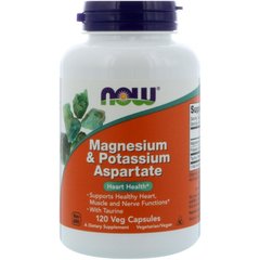 Магний и калий аспартат Magnesium & Potassium Aspartate Now Foods 120 капсул