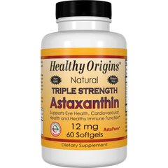 Астаксантин Astaxanthin Healthy Origins 12 мг 60 гелевих капсул