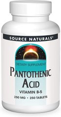 Витамин В5 Пантотеновая кислота Pantothenic Acid Source Naturals 250 мг 250 таблеток