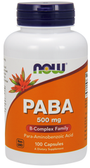 ПАБК пара-аминобензойная кислота PABA Вимтамин В10 Now Foods 500 мг 100 капсул