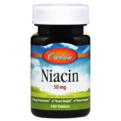 Витамин В3 Ніацин Niacin Carlson Labs 50 мг 100 таблеток