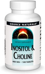 Холін і Інозитол Inositol Choline Source Naturals 800 мг 100 таблеток