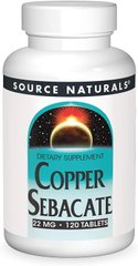 Медь Copper Sebacate Source Naturals 22 мг 120 таблеток