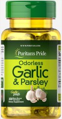 Чеснок и петрушка Odorless Garlic & Parsley Puritan's Pride без запаху 500 мг/100 мг 100 капсул
