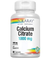 Цитрат кальция с витамином D3 Calcium Citrate Solaray 1000 мг 90 капсул