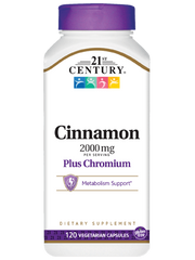 Корица и хром Cinnamon plus Chromium 21st Century 2000 мг 120 капсул