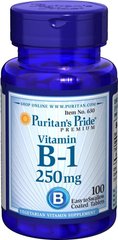 Витамин В1 Vitamin B-1 Puritan's Pride 250 мг 100 таблеток