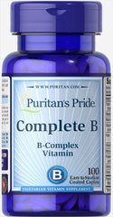 Комплекс витаминов В Complete B Puritan's Pride 100 каплет